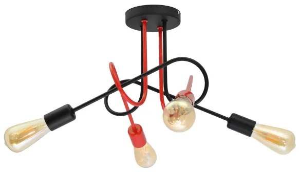 Prisadený luster OXFORD 4xE27/15W/230V čierna/červená