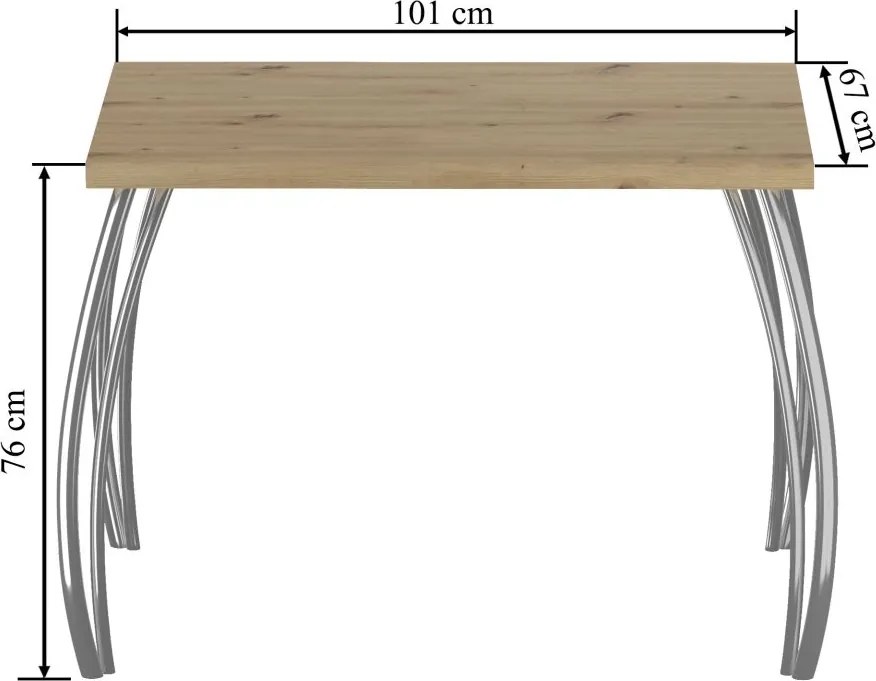 Vintino Jedálenský stôl ELIANO 101 × 67 cm – dub artisan/ chróm