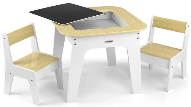 Detský stôl Olaf Blocks biely s dvoma stoličkami
