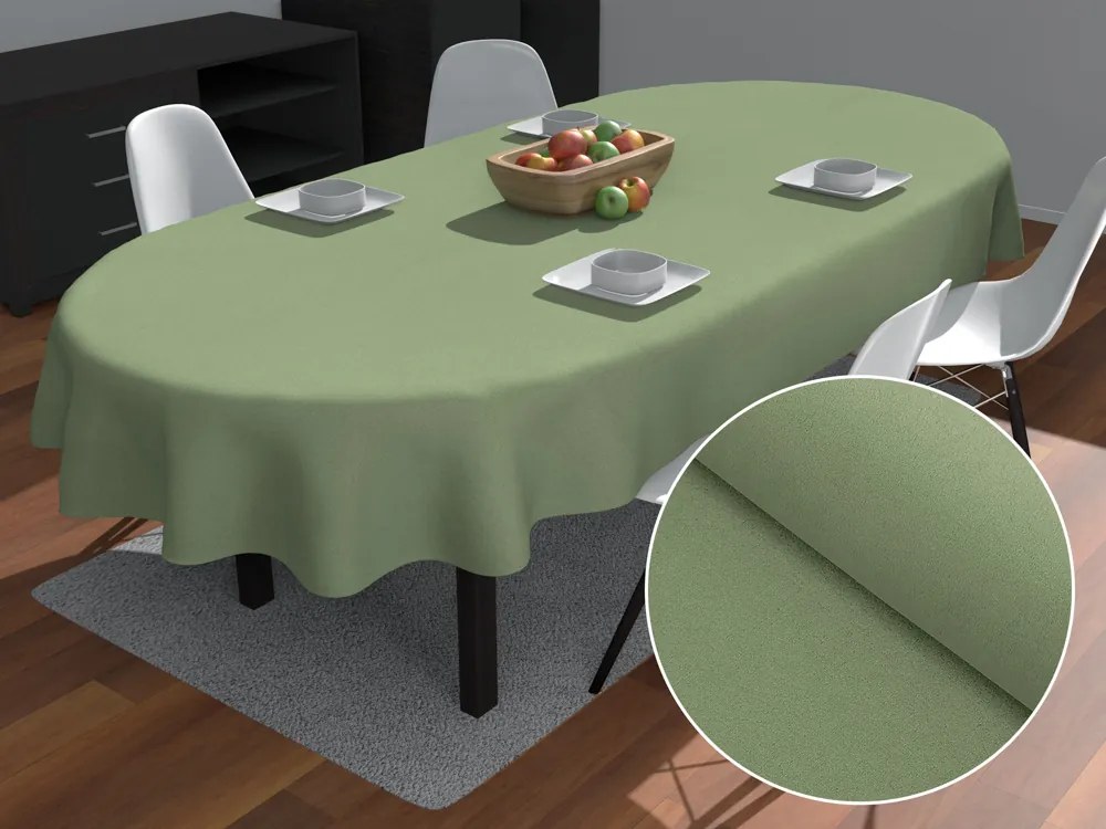 Biante Veľký dekoračný oválny obrus BKU-118 Sivozelený 220x260 cm