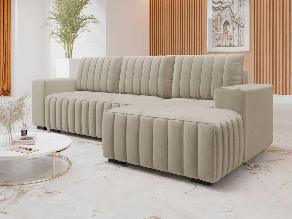 Rohová rozkladacia sedačka s úložným priestorom Suva, Strana: pravá, Dostupné poťahy: Manila 26