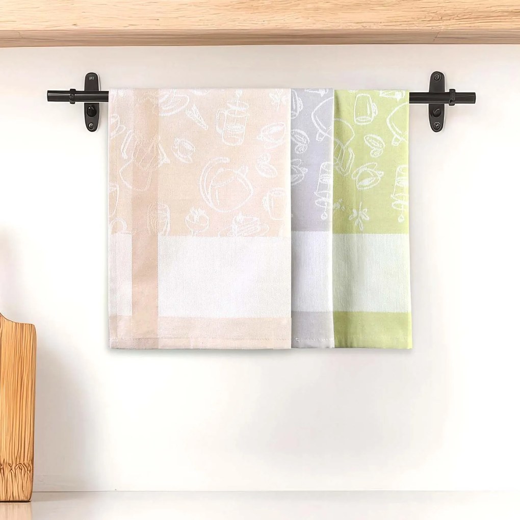 KUCHYNSKÉ UTIERKY SKRZA SADA 3KS 50X70 CM VZOROVANÉ