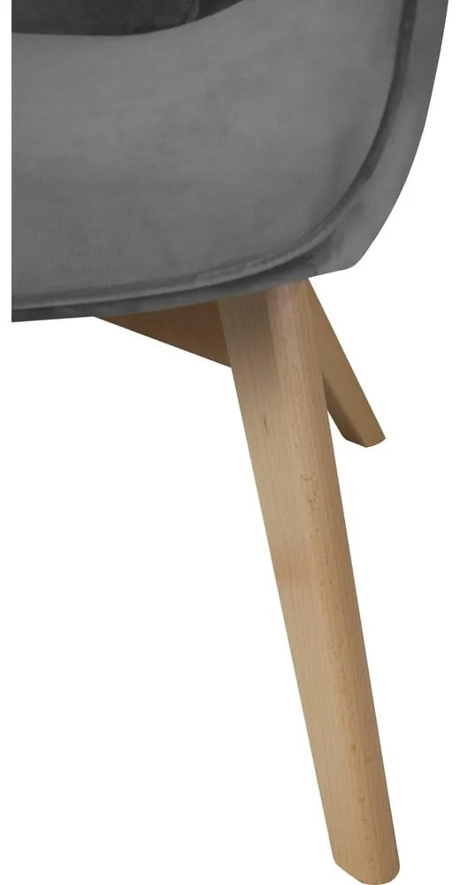 Sivé zamatové kreslo s podnožkou Niko – Ropez