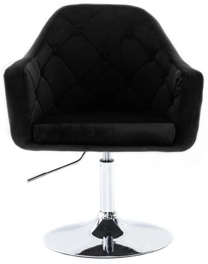 LuxuryForm DESIGN Kreslo ANDORA VELUR na striebornom tanieri - čierne