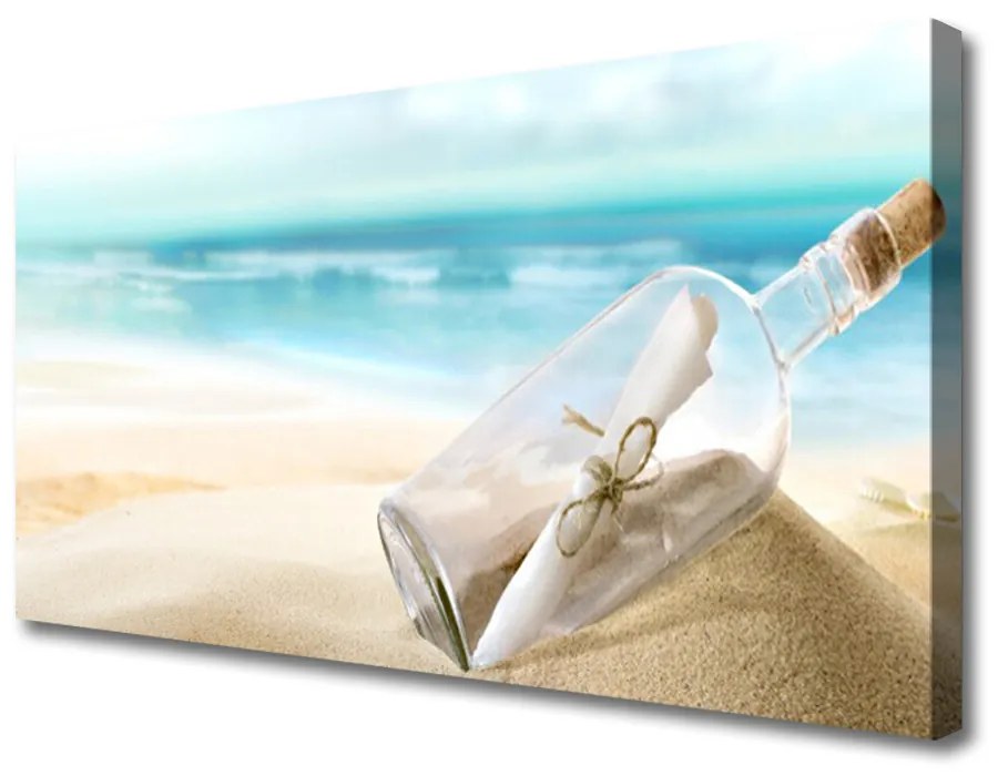 Obraz na plátne Pláž fľaša list umenie 120x60 cm