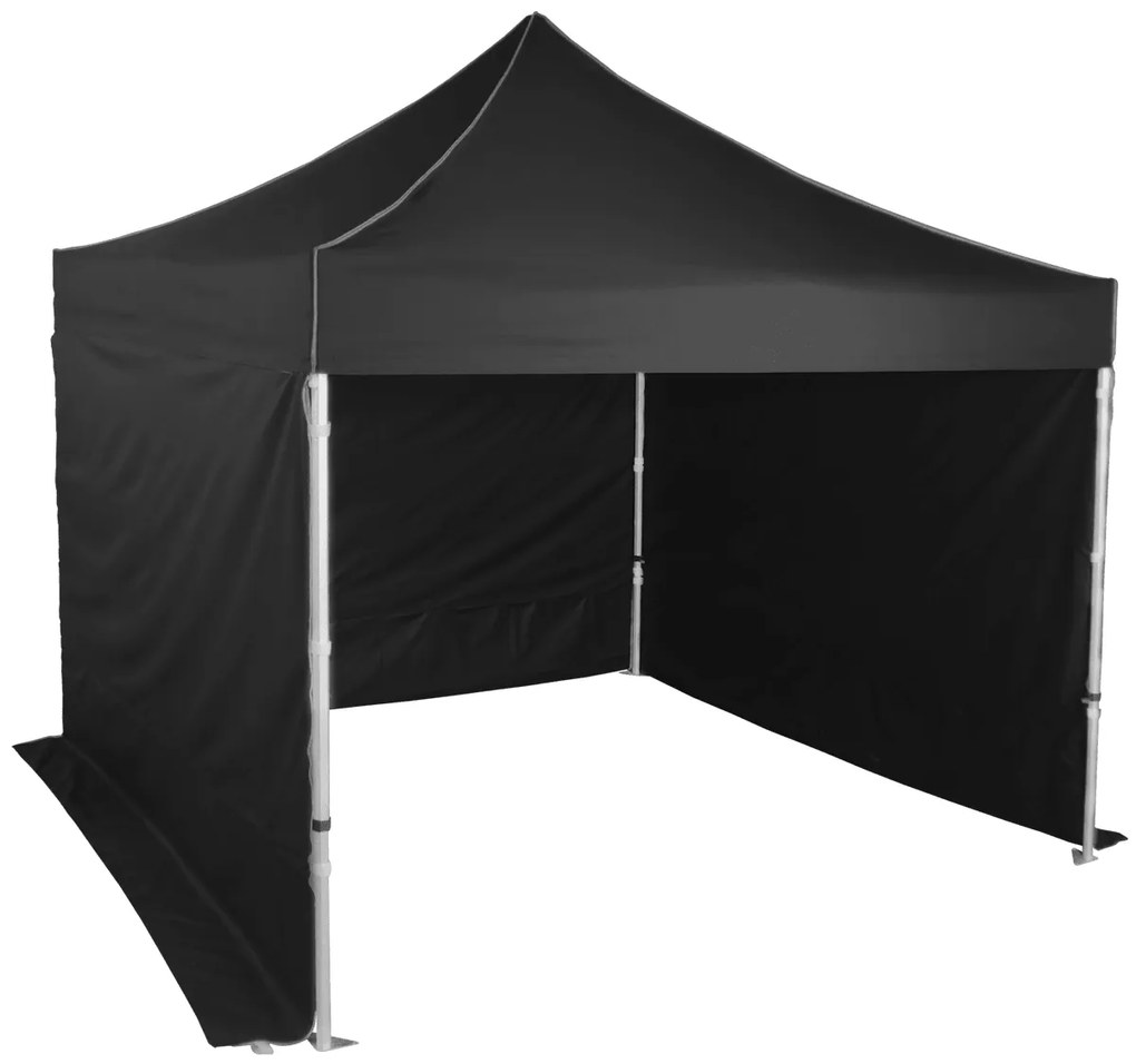 Rozkladací stan 3x3m - hliníkový hexagon, Čierna