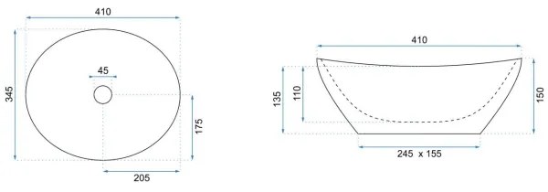 REA-U0165 - Umývadlo na dosku SOFIA 34,5x41 cm keramika/svetlý kameň