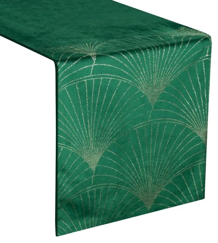 Dekorstudio Elegantný zamatový behúň na stôl BLINK 14 zelený Rozmer behúňa (šírka x dĺžka): 35x180cm