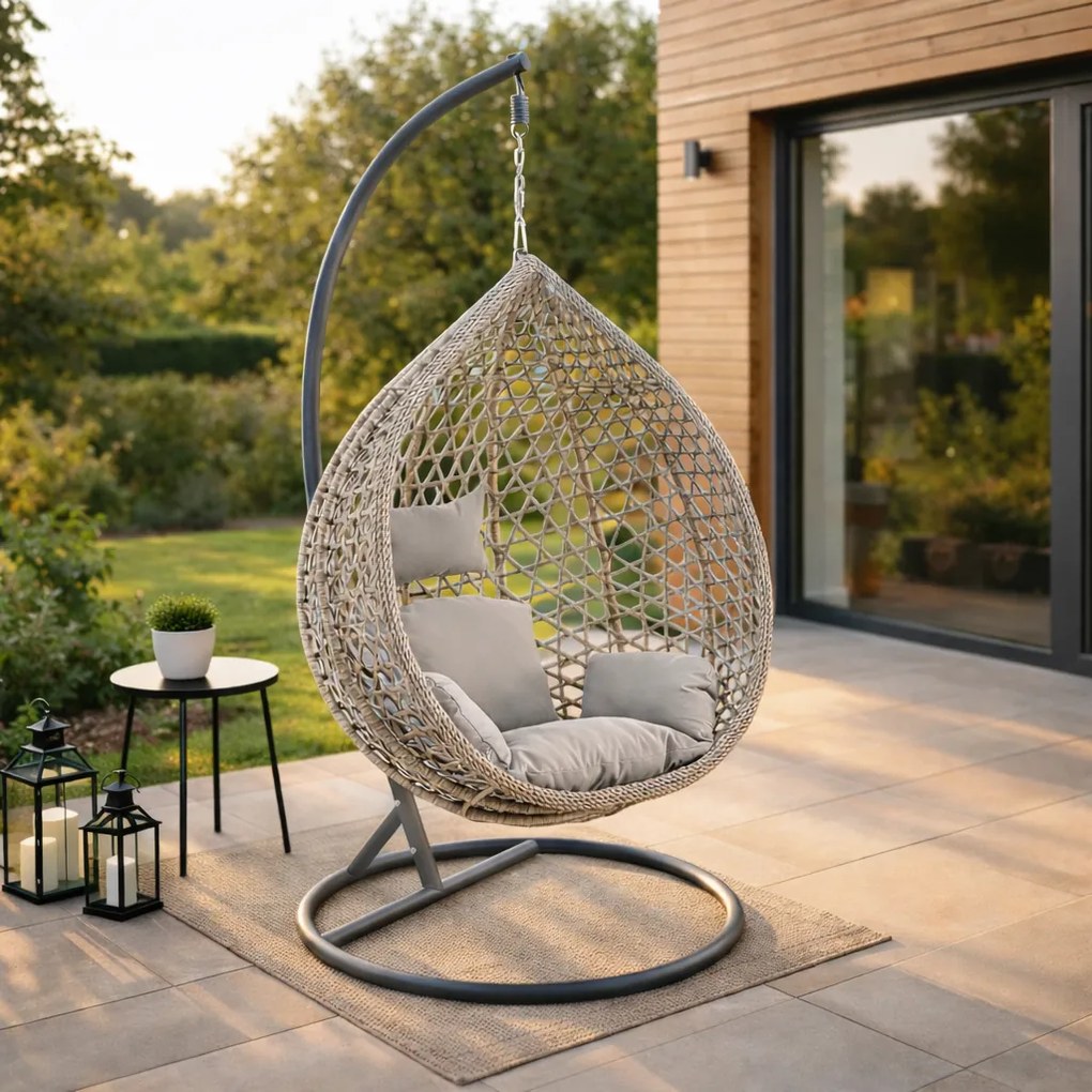 Závěsné houpací křeslo Houseland Imogen šedé S