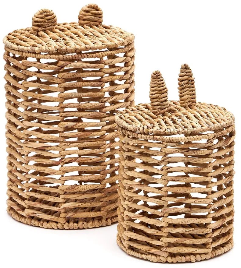 Detské koše na hračky v súprave 2 ks z vodného hyacintu v prírodnej farbe ø 30x50 cm Venezia – Kave Home