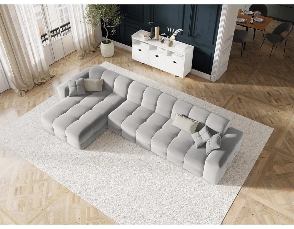 Svetlosivá zamatová rohová pohovka (ľavý roh) Kendal - Micadoni Home