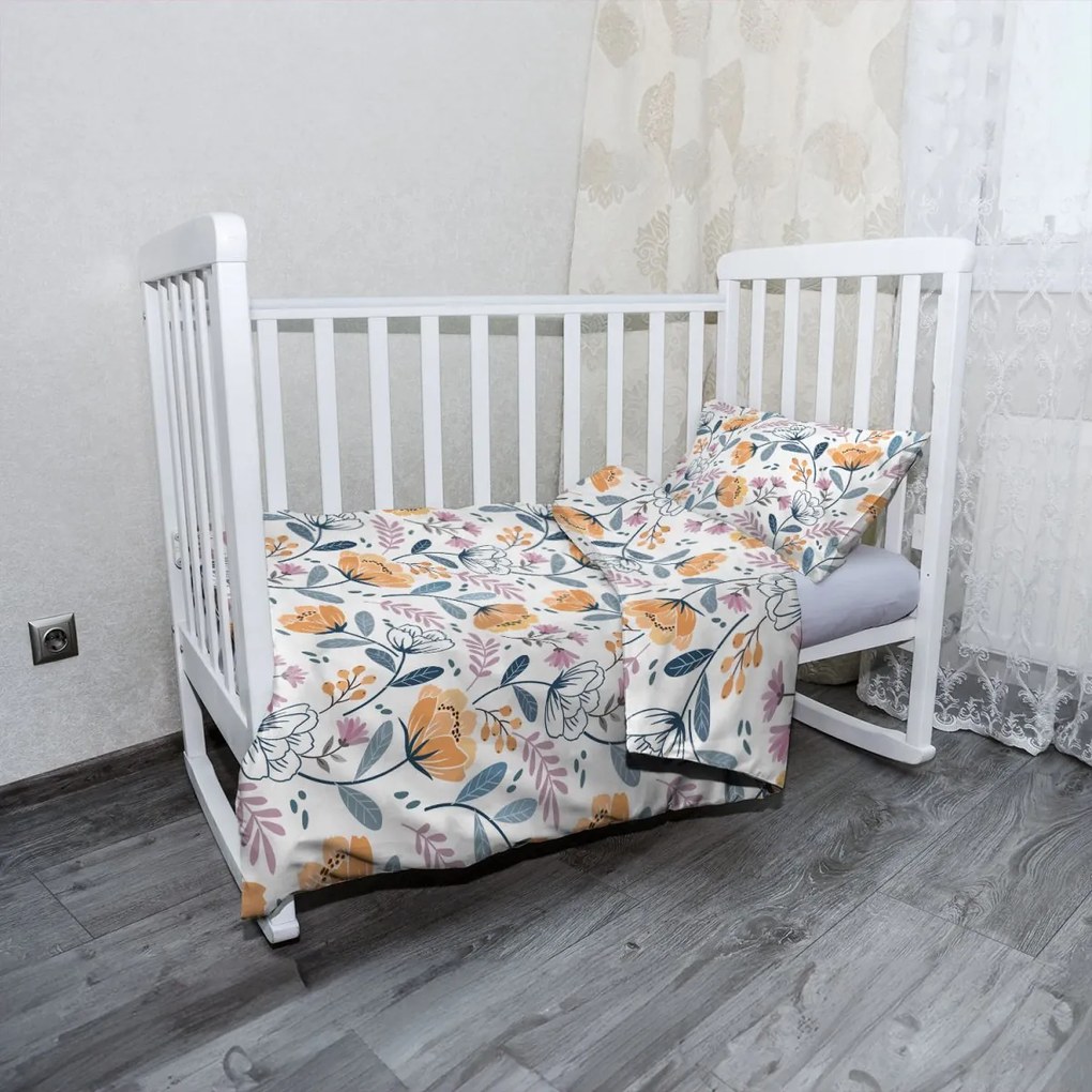 Sablio Mikroplyšové detské obliečky do postieľky Rozkvitnutá záhrada - 130x90 / 40x60