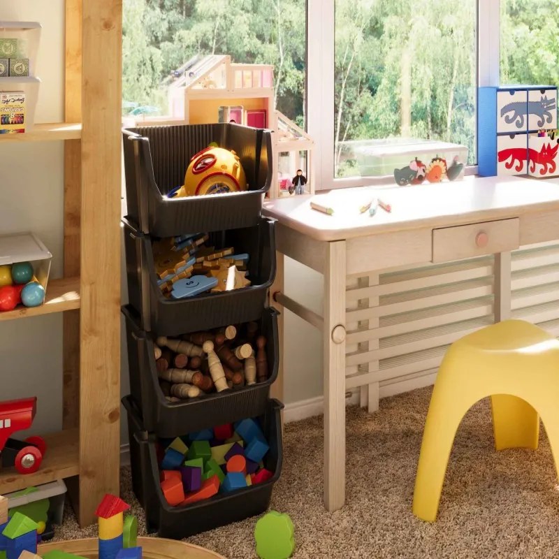 SUNDIS Sada 4 úložných boxov - FLY TOWER - antracit