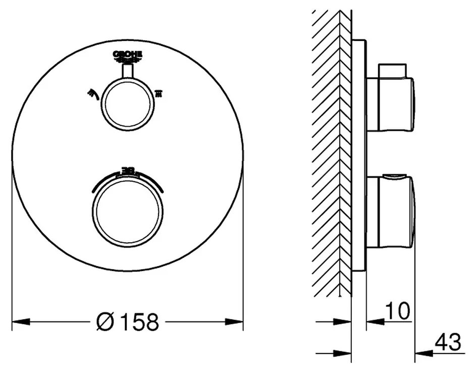 Grohe Grohtherm SET 2 - Sprchový systém pod omietku, Grohtherm, termostatický- kompletná sada