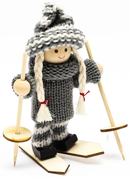 DECOLED Závesná dekorácia lyžiar a lyžiarka, 13,5x7,5 cm