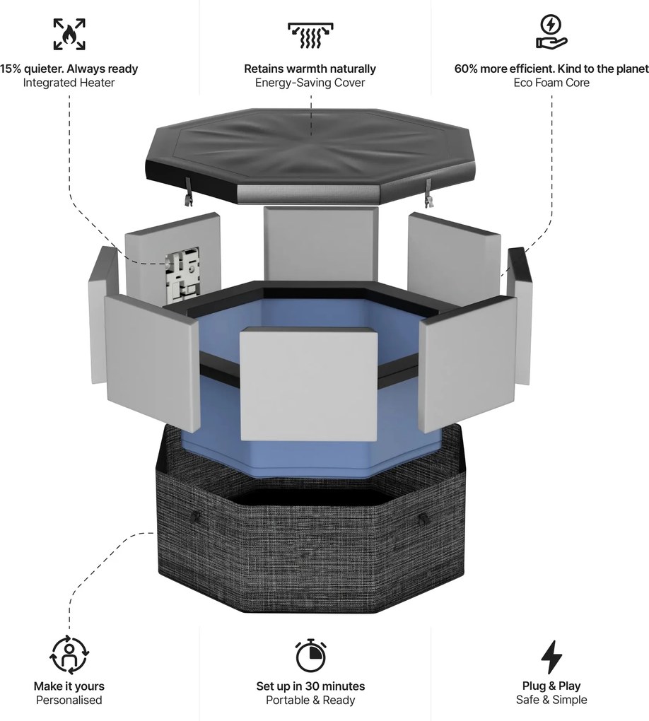 Penová vírivka CF COMO 6 FLINT GREY