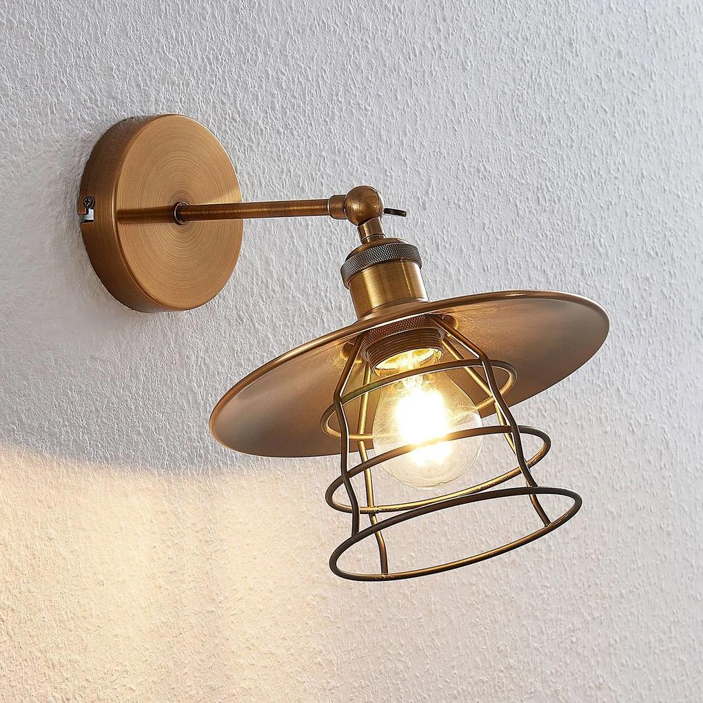 Lindby Ellmar nástenná lampa, starožitná mosadz | BIANO