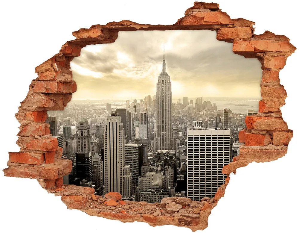 Nálepka 3D diera na stenu Manhattan new york city nd-c-18341458