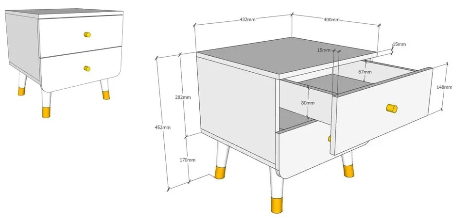 Ružový detský nočný stolík z borovicového dreva Vipack Billy