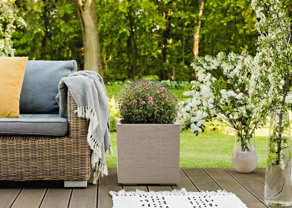 Květináč na kolečkách BETONIQUE 39x39,4 cm béžový