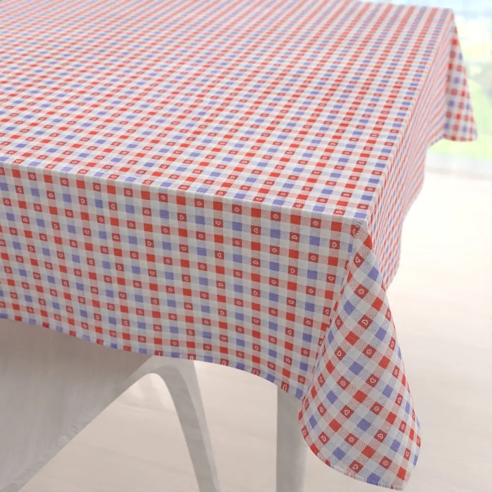 Biante Dekoračný štvorcový obrus Leona LN-028 Červeno-modré káro 130x130 cm