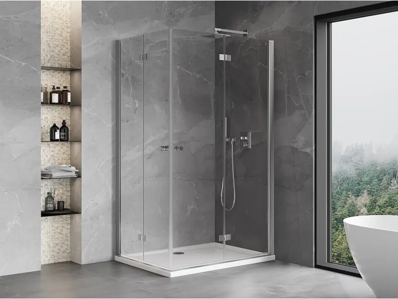 Mexen Mist-F Duo, skladací sprchový kút 80 x 120 cm, číre sklo, chrómový profil, 8A6-080L-120P-01-00