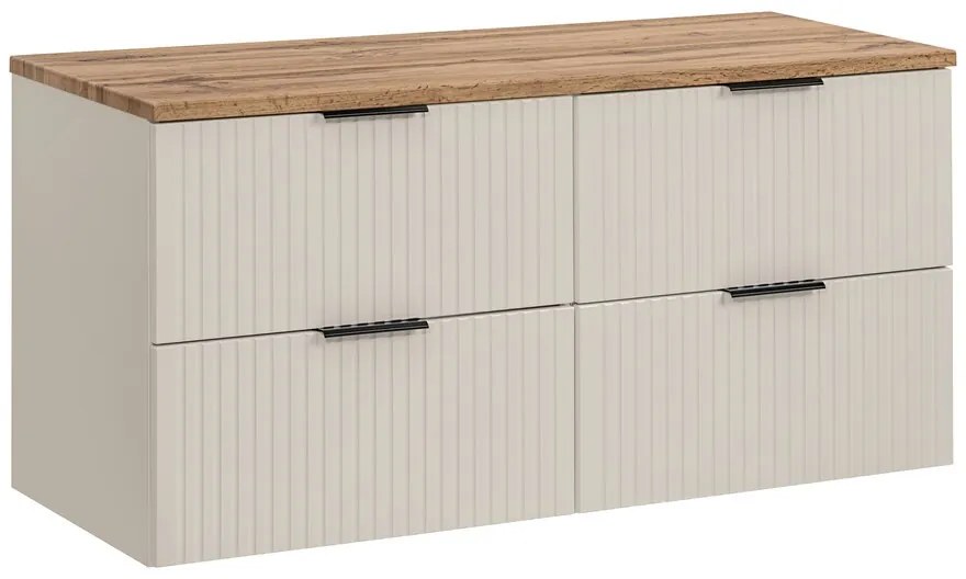 Závěsná skříňka Adele Cashmere s deskou 120 cm kašmírová/dub wotan