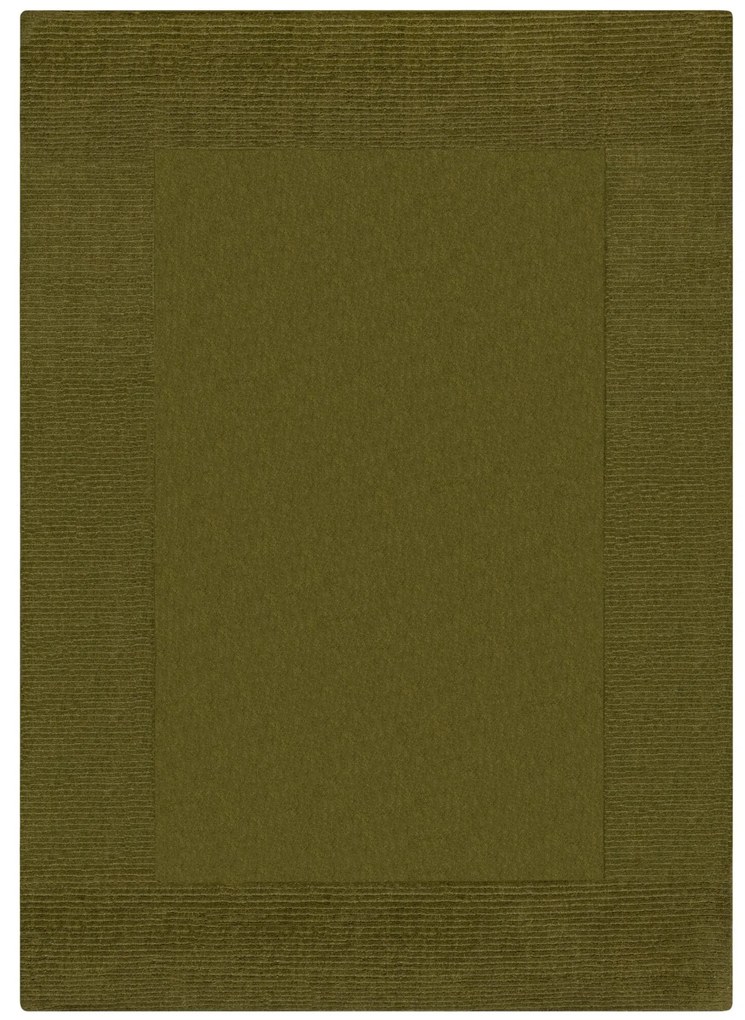 Kusový ručne tkaný koberec Tuscany Textured Wool Border Green, 200x290, zelená, obývacia izba, Flair Rugs