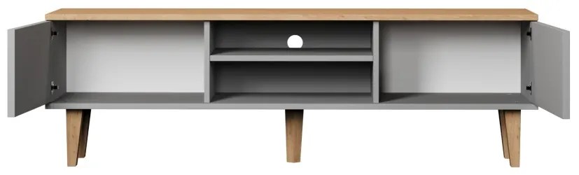 TV stolík DENVER 160 cm sivý/dub hickory