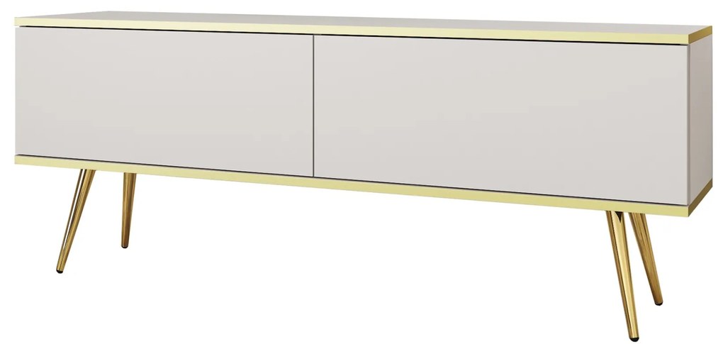 Závesný televízny stolík Oro 135 cm biely/zlatý