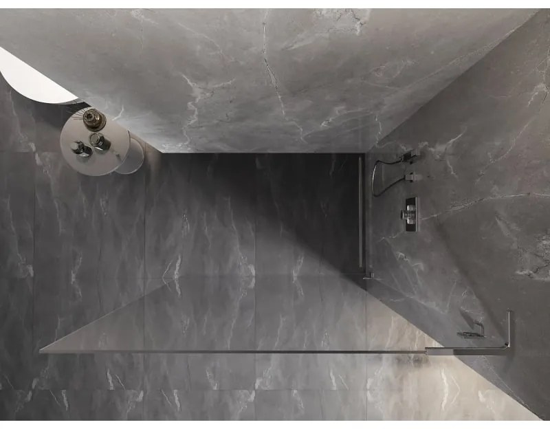 Mexen, Mexen Lunar L sprchová stena pravá 80 x 200 cm, priehľadná 8 mm, chróm - 830L-080-000-01-00-P