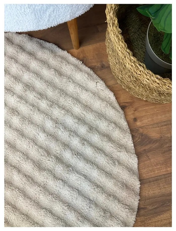 Béžový prateľný okrúhly koberec ø 120 cm Bubbly – Oyo Concept