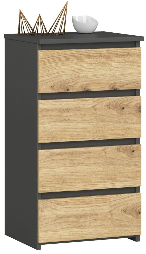 Komoda Cipriano II (sivý grafit + dub artisan). Akcia -16%. Vlastná spoľahlivá doprava až k Vám domov. 1128609