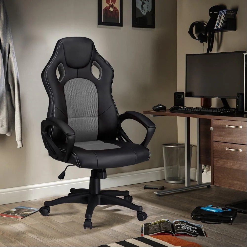 Gamer stolička Basic s farebnou opierkou, sivá