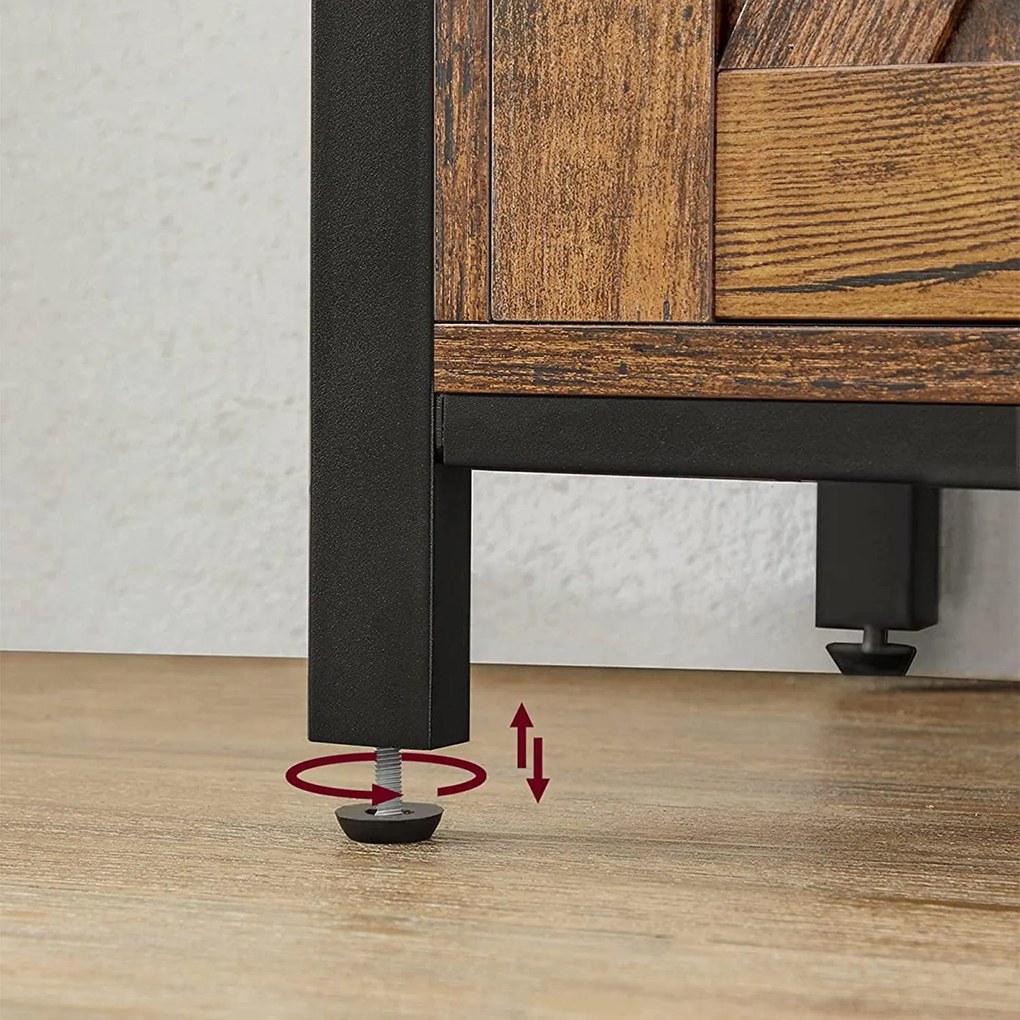 Príborník, Jedálenská skrinka, s posuvnými dvierkami, 33 x 100 x 80 cm, rustikálna hnedá