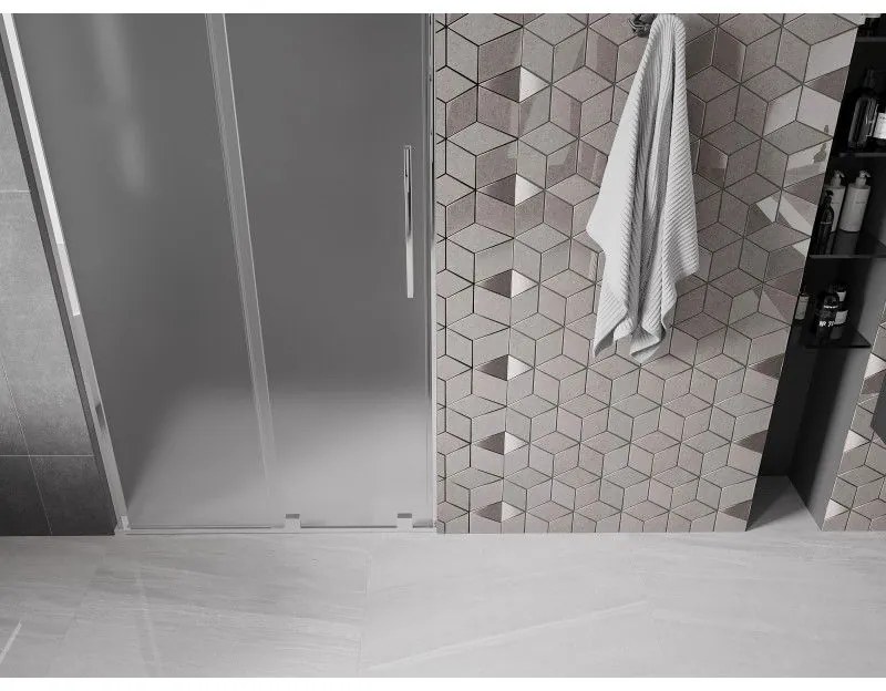Mexen Velar L, posuvné sprchové dvere do otvoru 110 cm, 8mm sklo námraza, chrómová, 871-110-003-31-01
