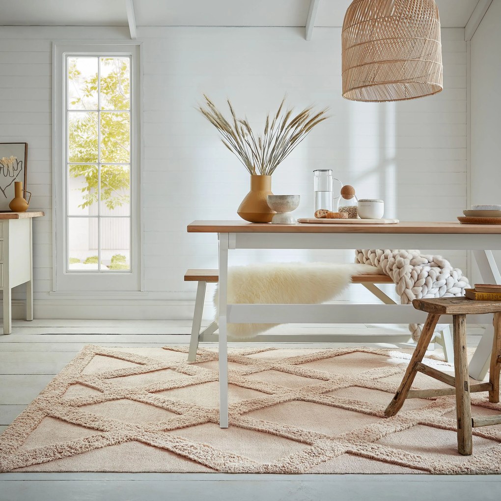 Kusový koberec Kaia Tessa Diamond Natural, 200x290, béžová, obývacia izba, Flair Rugs