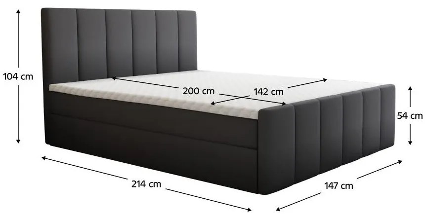 Boxspringová posteľ, 140x200, sivá, STAR