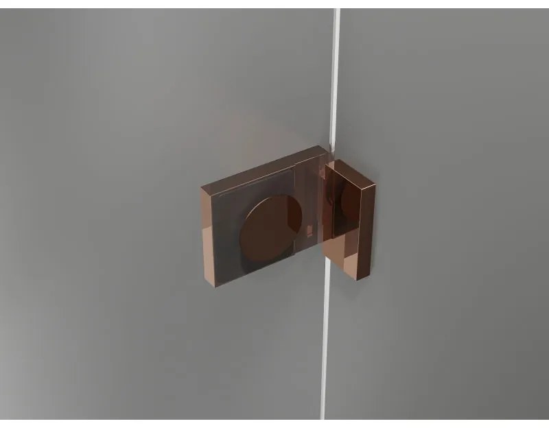 Mexen Lunar, L pravý výklopný päťuholníkový sprchový kút 80 x 80 cm, 8mm číre sklo, profil ružové zlato, 831L-080P-080L-60-00-P