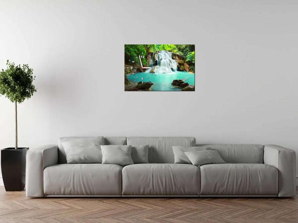 Gario Obraz s hodinami Vodopád v Thajsku Rozmery: 60 x 40 cm