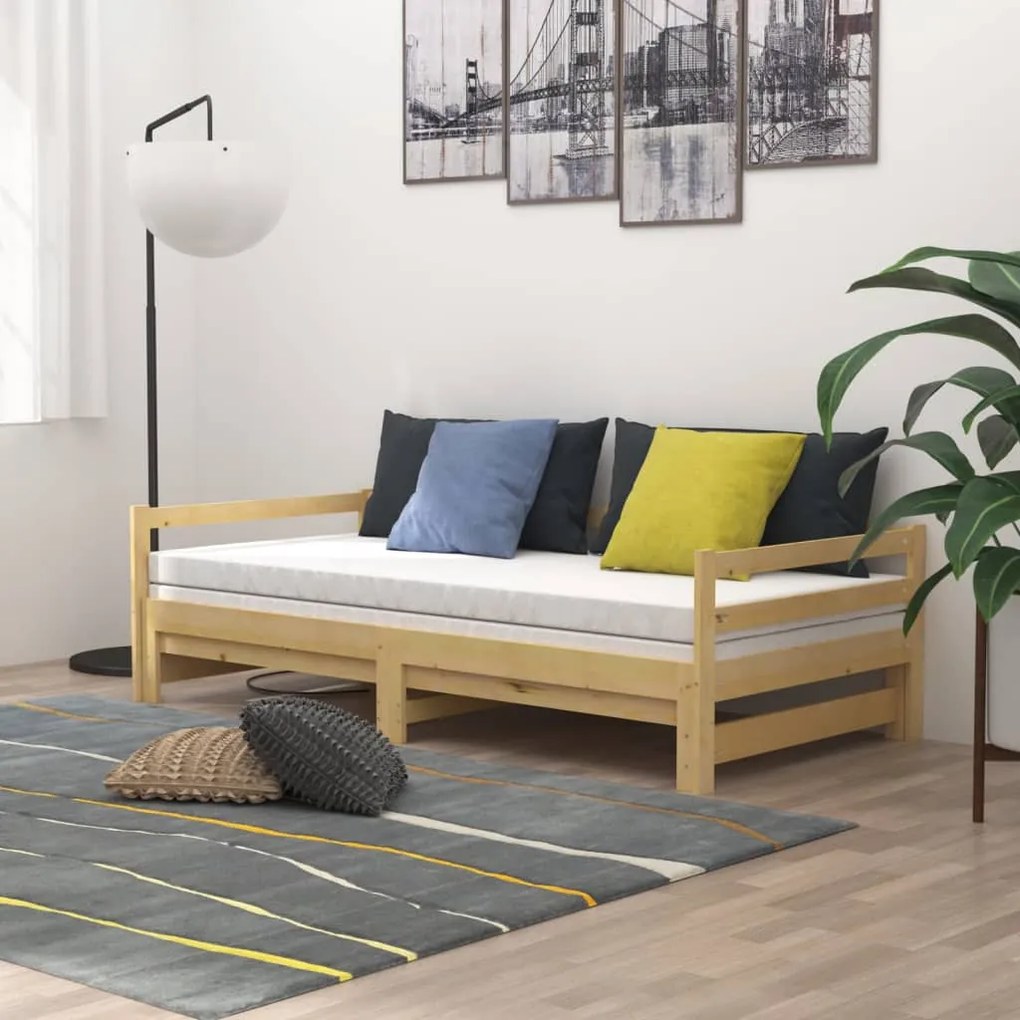 Rozkladacia denná posteľ 2x(90x200) cm, borovicový masív