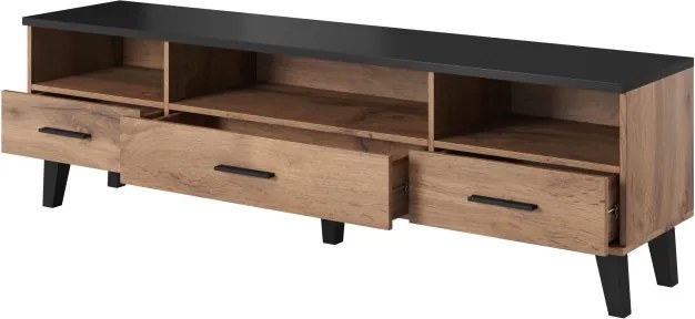TV stolík Lotta 180 cm dub wotan/čierny