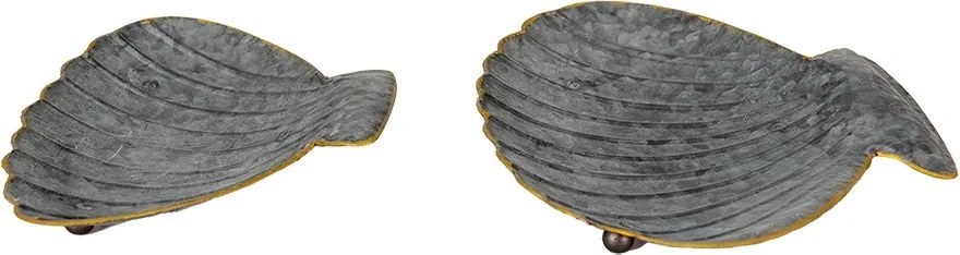 2ks plechové dekoračné tácky v tvare mušle - 30*24*6 / 26*20*5 cm