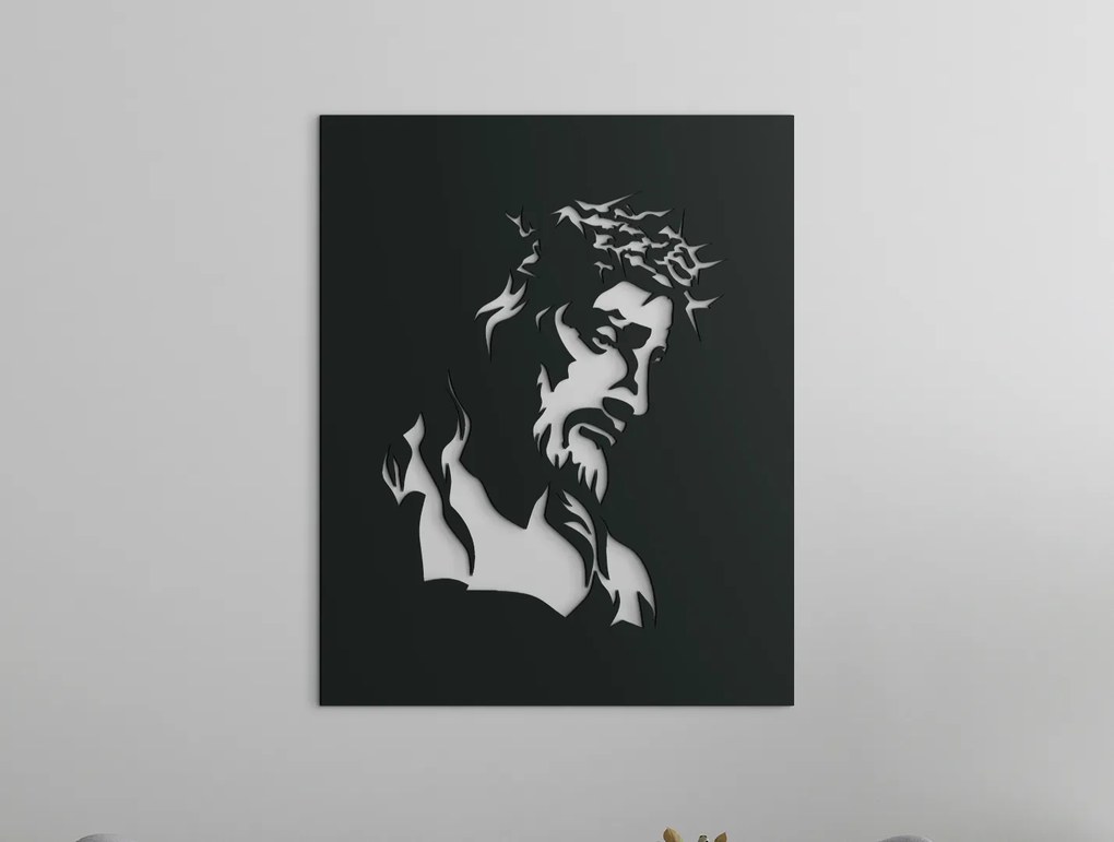 drevko Drevený obraz Ježiš s tŕňovou korunou Rozmer obrazu: 40,5 x 32,5 cm, Farba dekorácie: Čierna