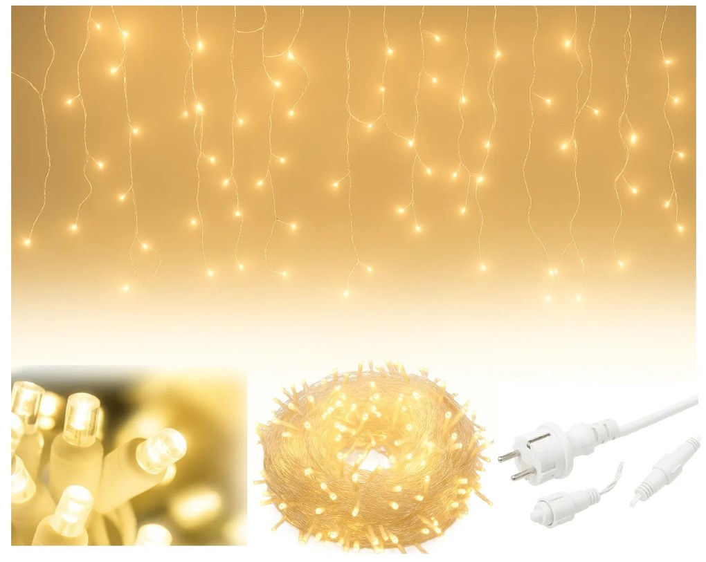 Vianočné svetielka LED záclona FLASH teplá biela 300 LED