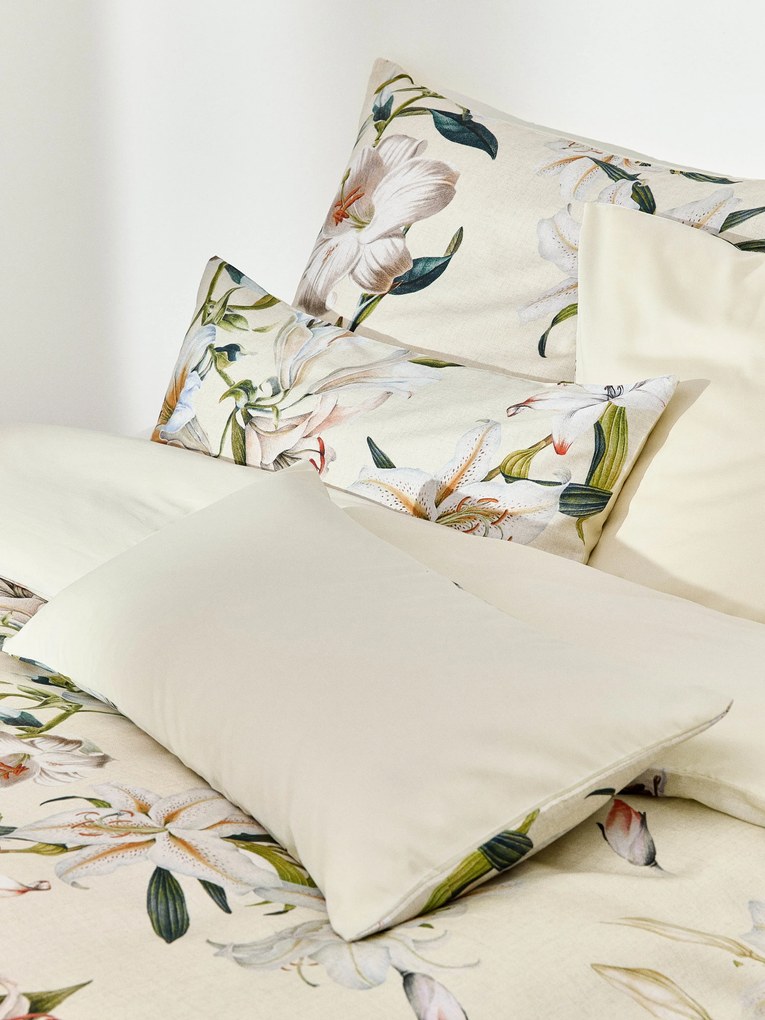 Obliečka na paplón z bavlneného saténu's kvetinovou potlačou Flori