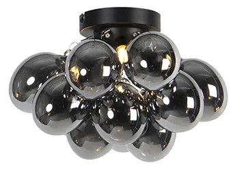 Dizajnové stropné svietidlo čierne s dymovým sklom 3-svetlé - Uvas