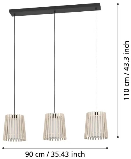 Eglo 900903 - Luster na lanku FATTORIA 3xE27/25W/230V