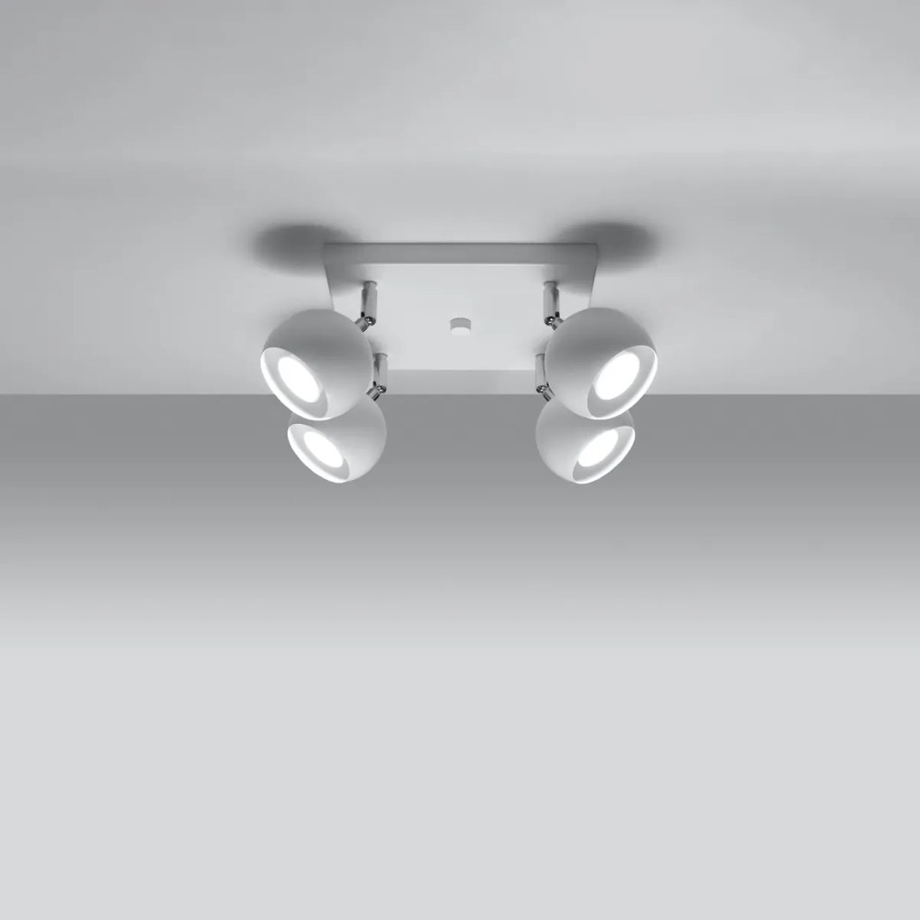 Stropné svietidlo Oculare, 4x biele kovové tienidlo, (možnosť polohovania)