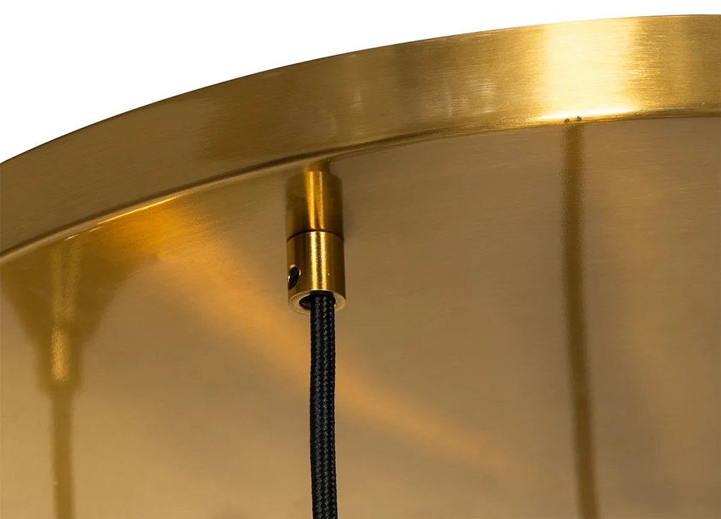 Art Deco závesné svietidlo mosadz s modrým sklom okrúhle 7-svetlo - Sandra